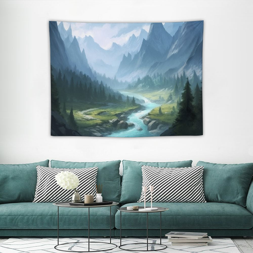 ONETECH Large Forest Tapestry for Bedroom Aesthetic Foggy Mountain Tree ...