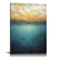 thumbnail image 1 of FUMJ Large Framed Wall Art Oil Painting Decor Paintings Light Luxury Version Modern Sea Drawing Gold Foil Abstract Wall Art 100x200cm/39x78in Black Frame Large Framed Canvas Wall Art 16\x20\, 1 of 4