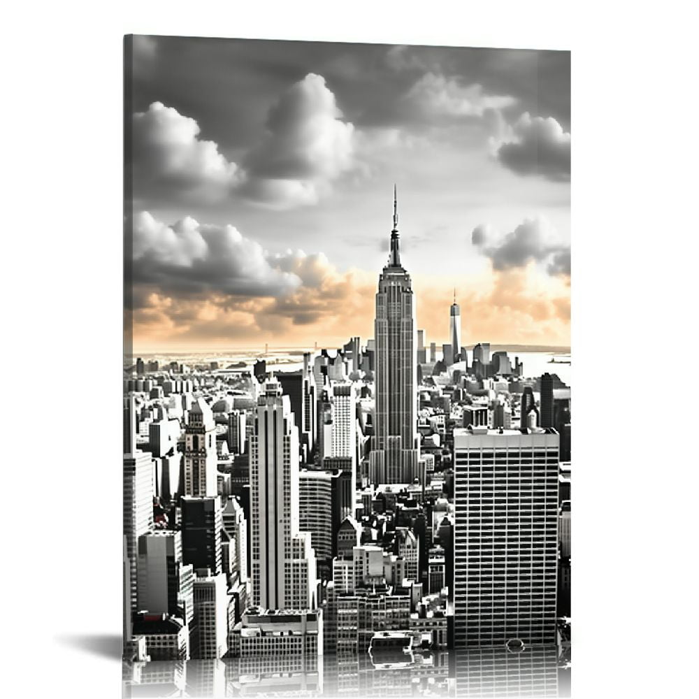 ONETECH Large New York City Canvas Wall Art Modern Black and White NYC ...