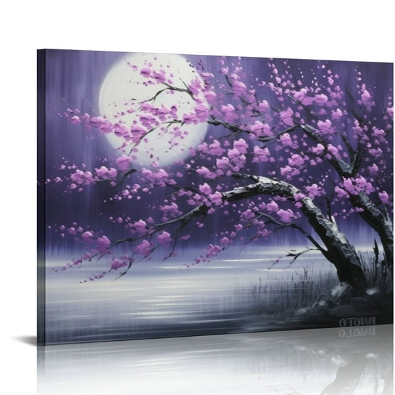 ONETECH Large Purple Plum Blossom Wall Art Flower Painting on Canvas 20\x16\