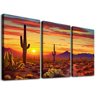 Arizona Sky Desert Cactus Landscape Acrylic Artwork on 18x24 Canvas |  Nature Art | Acrylic Painting | Ready to Ship