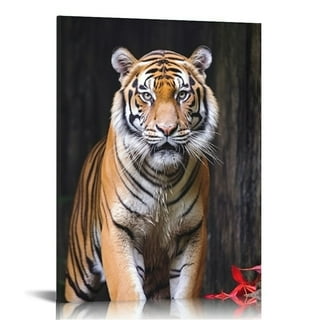 Vintage Tiger Painting, Tiger Face Wall Art, Rustic Vintage Poster