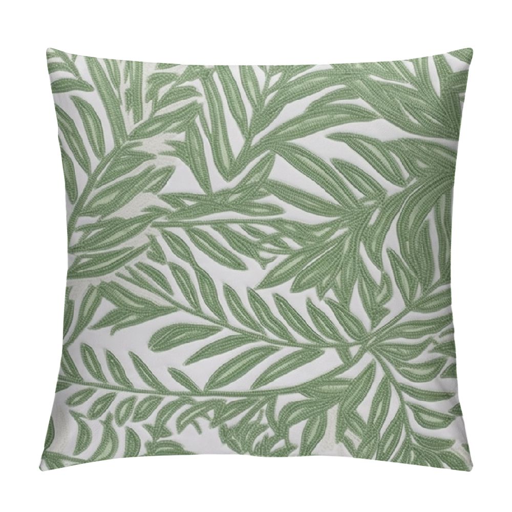 Leaf Decorative Throw Pillow Cover Tropical Green Leaves Pillow Case for Couch Sofa