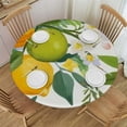 thumbnail image 1 of ONETECH  Lemon Fruits Round Table Cloth Floral Flowers Leaves Lemons Fitted Elastic Edge Cover, Fade and Stain Resistant Table Cloths Table Cover Fits Tables Diameter Yellow Green, 1 of 7