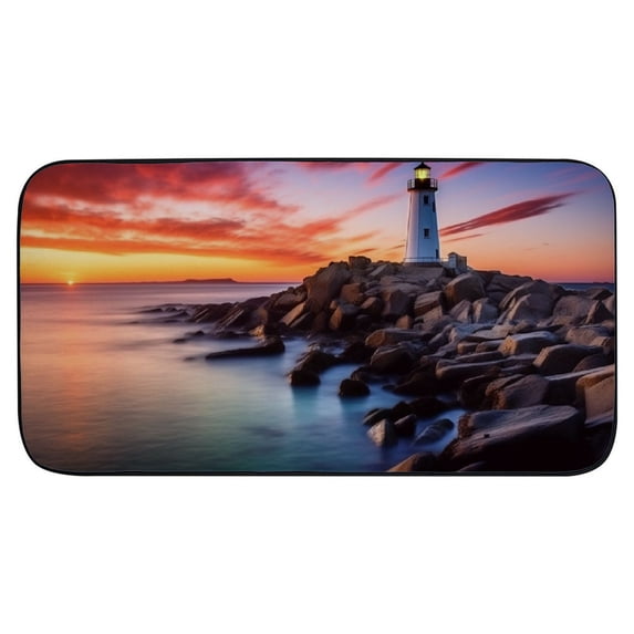 ONETECH Lighthouse Rocky Shore Ocean Front Door Mat Outdoor Entrance Non-Slip Durable Entrance Mat for Home Entrance Outside Entry 19.68*39.37 in