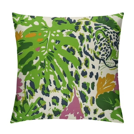 ONETECH Lime Green White Leopard Print Pillow Covers Cheetah Animal Spots Decorative Throw Pillows For Couch Farmhouse Chinoiserie Pillow Cases Home Decor For Room Sofa Bed Porch Outdoor