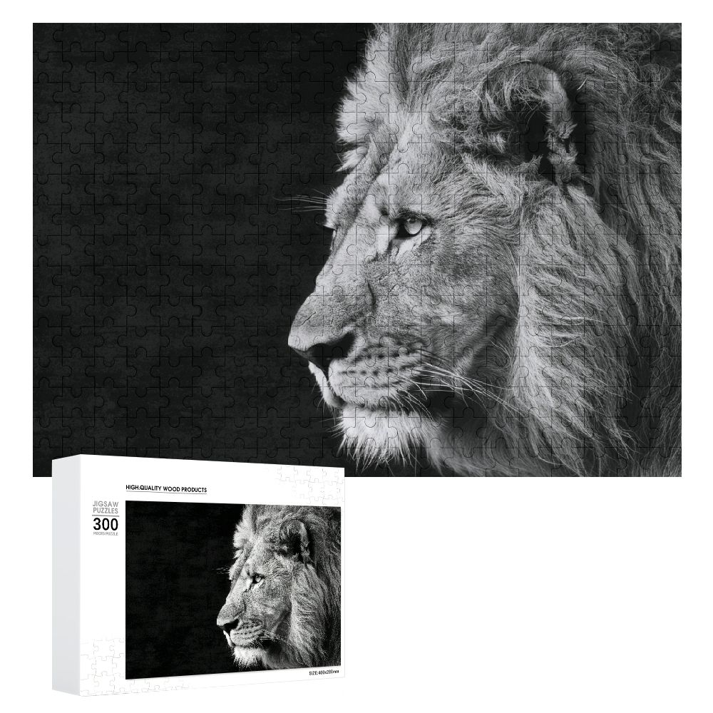 ONETECH Lion Black-and-White Photography Wooden Jigsaw Puzzle for ...
