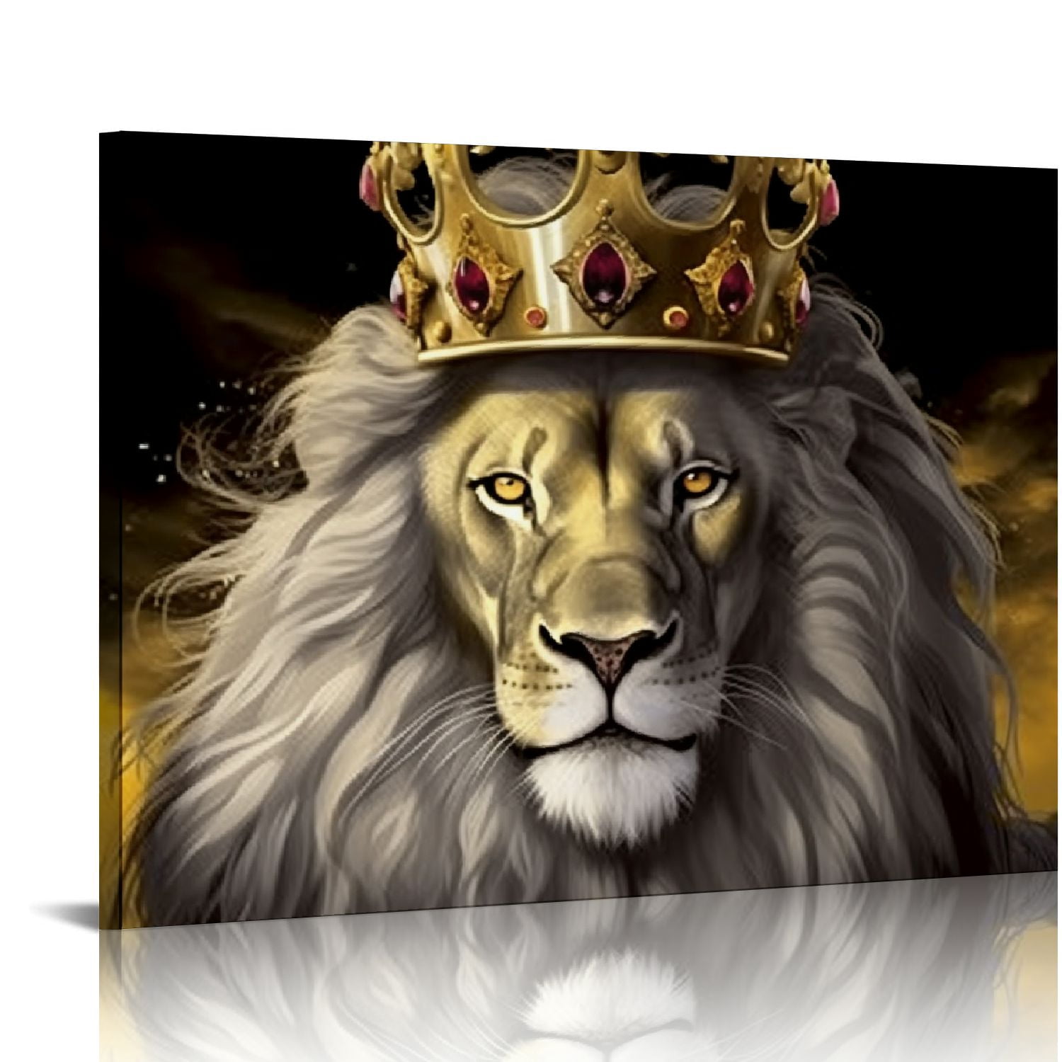 ONETECH Lion and Lioness Canvas Wall Art Black and White King and Queen ...