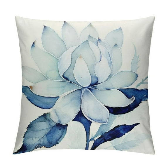 ONETECH Lotus Flower Throw Pillow Covers Summer Floral Decorative Pillow Covers White Super Soft Cushions Covers Outdoor Sofa Home Watercolor Pattern (ST 15)