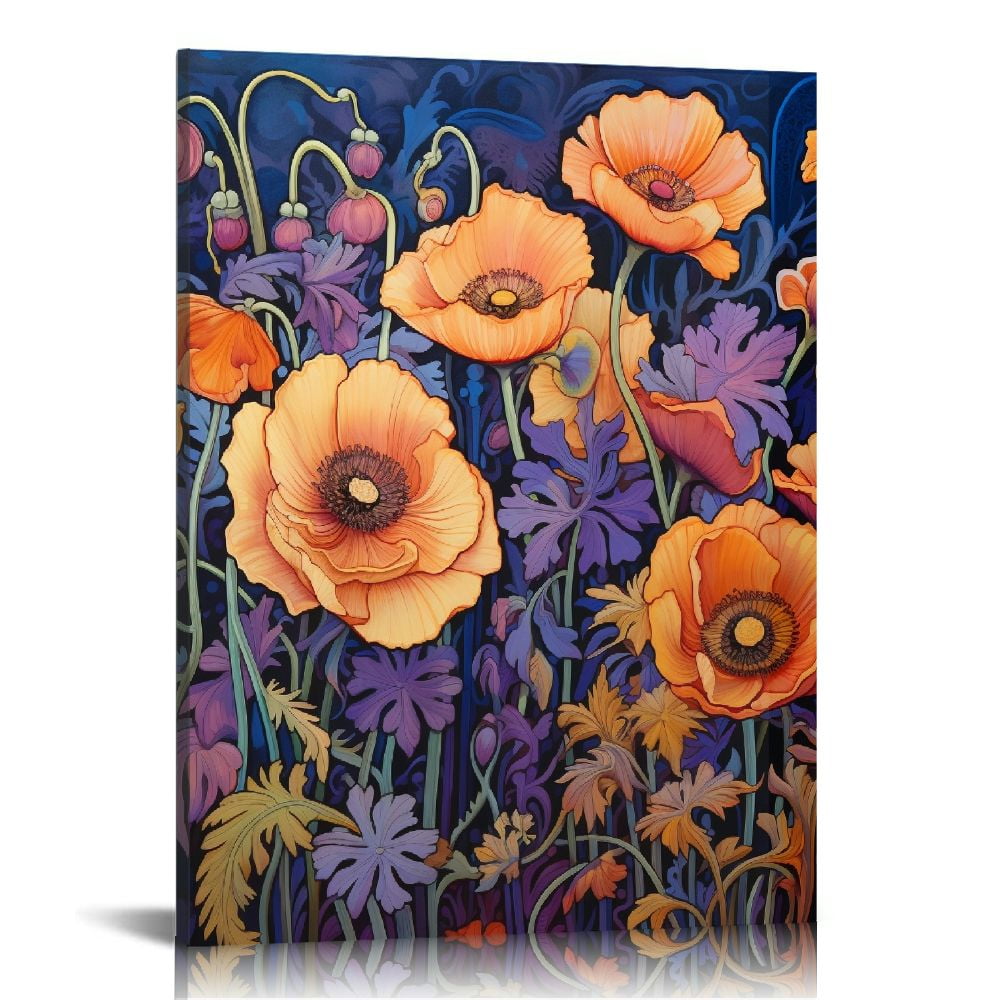 ONETECH Lotus Flowers Canvas Wall Art for Bathroom White and Indigo ...