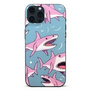 ONETECH MOSNOVO Compatible with iPhone 14 Case, [Buffertech 6.6 ft Drop Impact] [Anti Peel Off Tech] Clear  Bumper Phone Case Cover with Cute Pink Sharks Designed for iPhone 14 6.1"