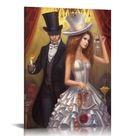 ONETECH Magician's Birthday, Michael Cheval Surrealistic Oil Paintings Poster Canvas Painting Posters And Prints Wall Art Pictures for Living Room Bedroom Decor Frame-style