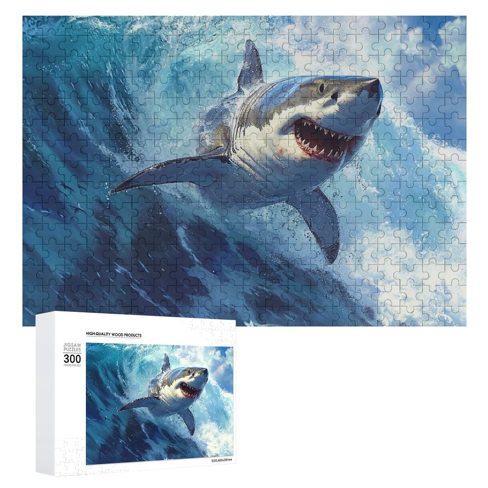 ONETECH Majestic White Shark Portrait Wooden Puzzle for Adults and Kids ...