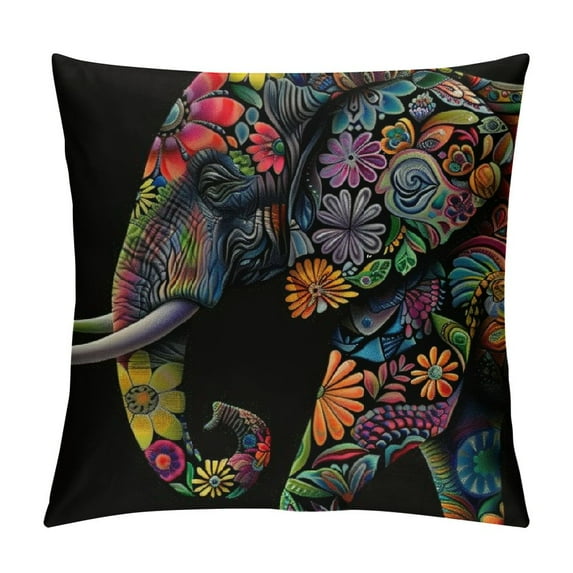 FUMJ Mandala Floral Elephant Waist Lumbar Throw Pillow case Cushion Cover for Sofa Home Decorative