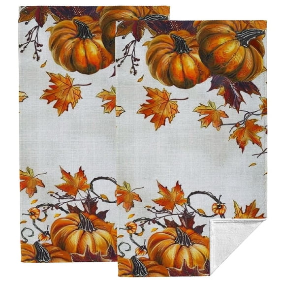ONETECH Maple Leaves Pumpkin Hand Towels Bath Towels Kitchen Towels Dish Towels Decoration Hand Towels Set of 2 27.5*16in