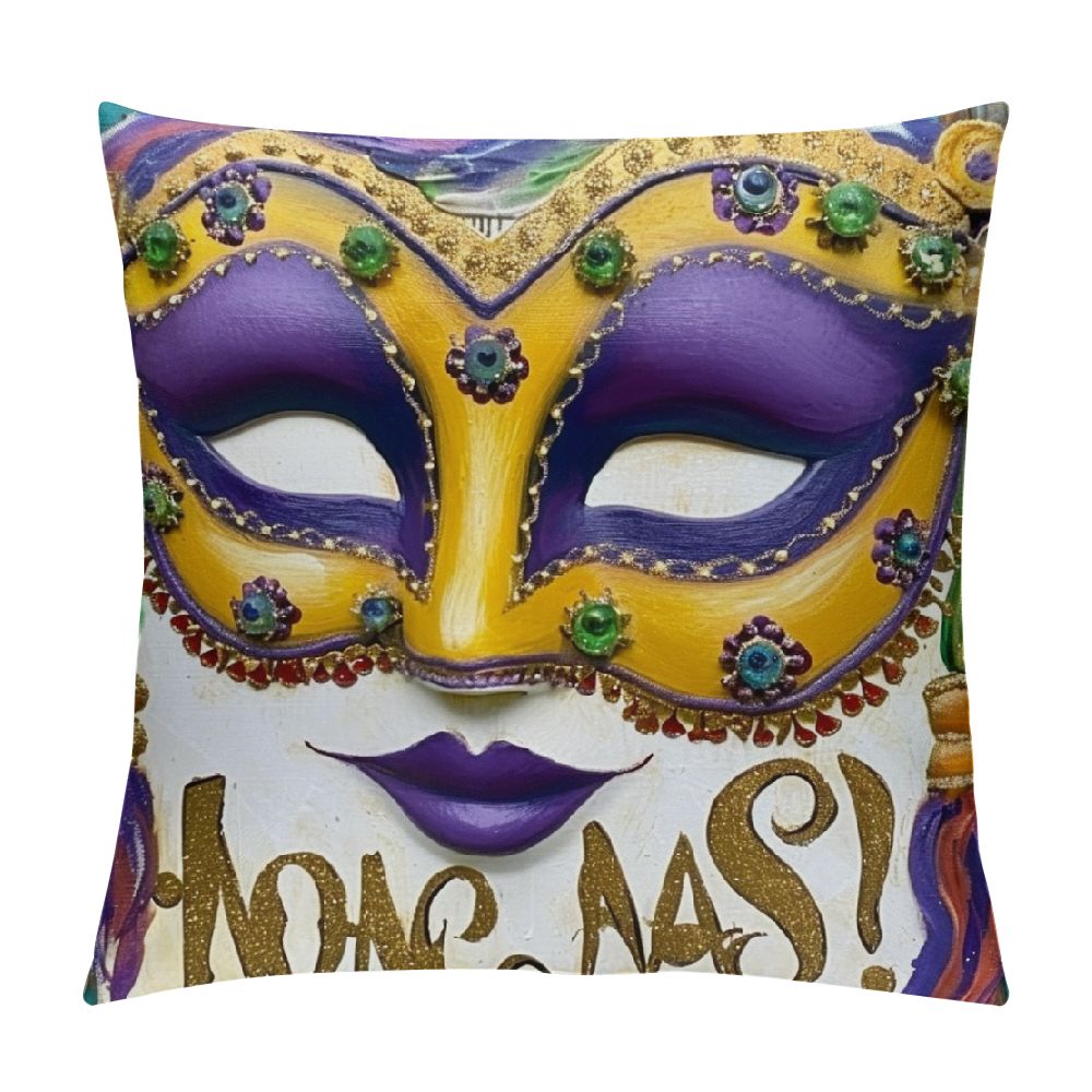 Mardi Gras Throw Pillow Covers Mardi Gras Y'all Fleur De Lis