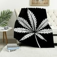 thumbnail image 1 of ONETECH  Marijuana Leaf Sherpa Blanket Cannabis Leaves Throw Blanket Marijuana Weed Leaf Print Blanket for Couch Bed Sofa Men Bedroom Decor Black White Leaf Pattern Fuzzy Blanket Twin, 1 of 6
