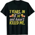 thumbnail image 1 of ONETECH Mens 1 Years In And She Hasn't Killed Me Yet Anniversary Design T-Shirt, 1 of 3