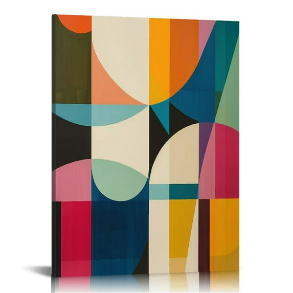 ONETECH Mid Century Modern Pattern Framed Canvas Wall Art My Dream Wall,Colorful Abstract Art for Home Wall Decor 12x16 in