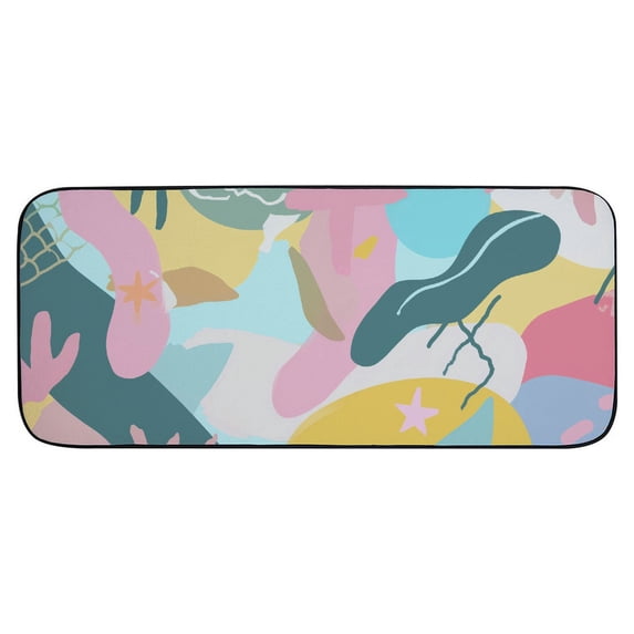 ONETECH Mix of Color Shapes Happy Artwork Door Mats Non-Slip Durable Entrance Mat 19.68*47.24 in