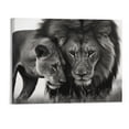 thumbnail image 1 of ONETECH Modern Lion Lioness Black and White Pictures Office Bedroom Wall Art Minimalist Animal Couple Artwork Framed Canvas Painting Print for Home Bathroom Kitchen Décor - 20x16 Inch, 1 of 3