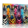 thumbnail image 1 of ONETECH Modern Wall Art for Living Room Colorful Zebra Pictures Wall Decor for Bedroom Office Framed Canvas Art Animal Painting for Walls Ready to Hang 20x16 Inch, 1 of 6
