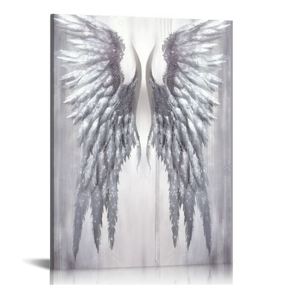 ONETECH Modern White Angel Wings Feather Wall Art Angel Wings Canvas Prints Paintings On Wall Picture Living Room Angel Wings Poster Prints 16x20in