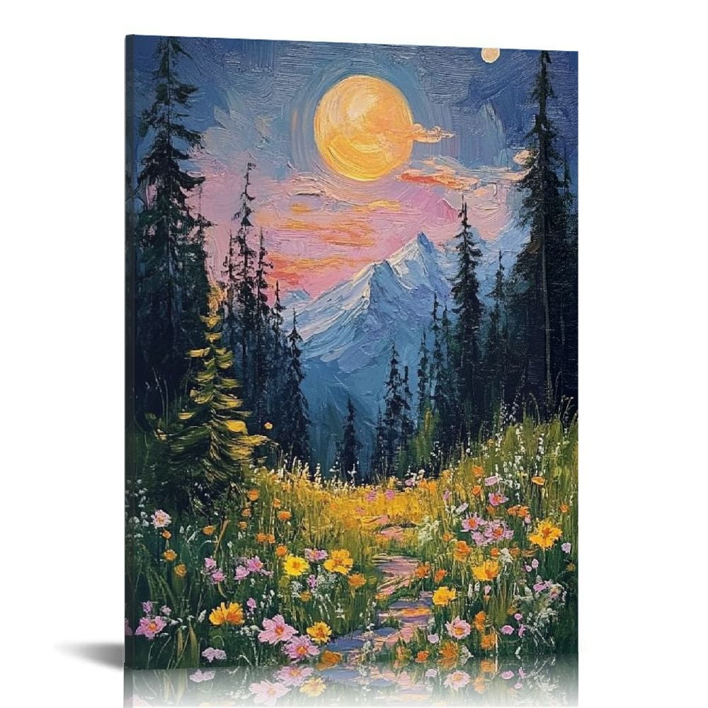 Mystical Full Moon Woodland Canvas Print, 12x16 Inch