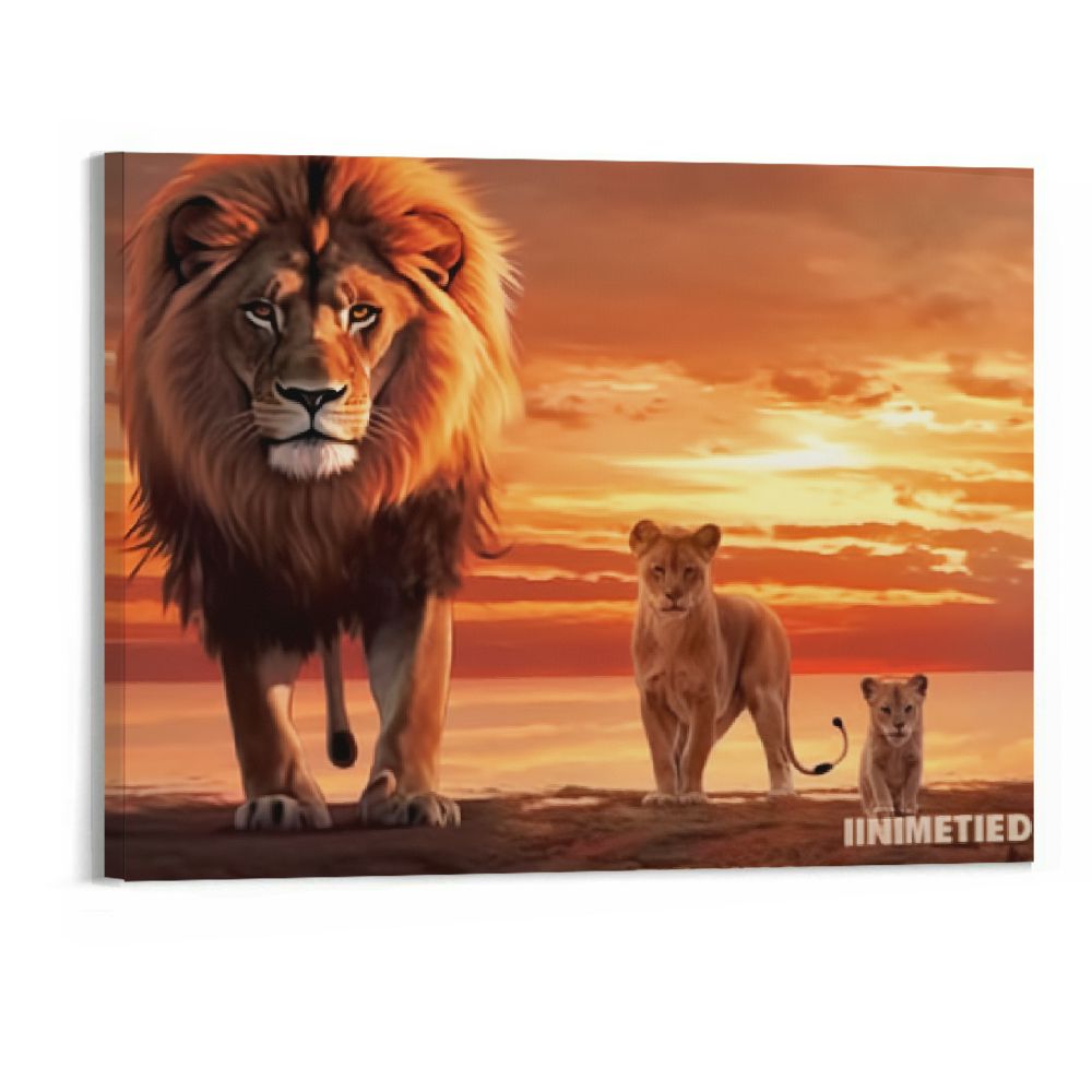 Motivational Mindset Cat Lion King Wall Art Gold, Success Mindset is EverythingCanvas