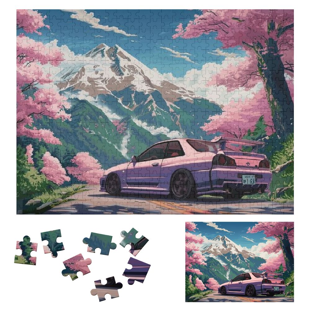 ONETECH Mountain Trees Anime Visual Wooden Jigsaw Puzzle for Adults and ...