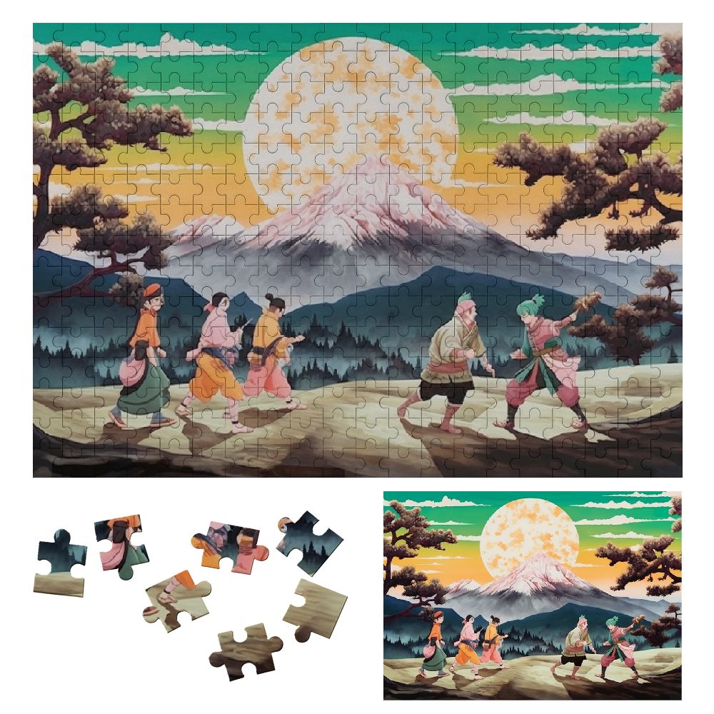 ONETECH Mountains Trees Group of People Wooden Jigsaw Puzzle for Adults ...