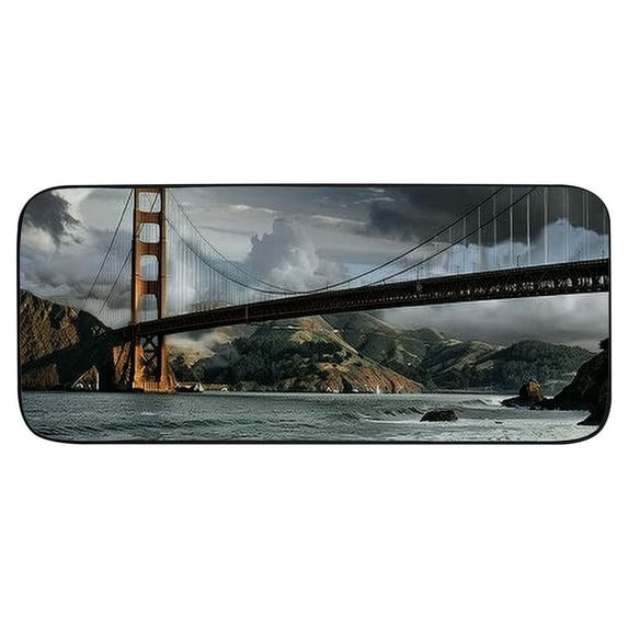 ONETECH Mountains Water Bridge Square Floor Mat for Home Entrance Outside Entry, Burlap Felt with Anti-Slip Rubber Backing, UV Resistant and Stain Resistant 19.68*47.24 in