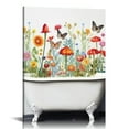 thumbnail image 1 of ONETECH  Mushroom Floral Canvas Wall Art Mushrooms and Flowers with Butterflies in Bathtub Abstract Painting Nature Plant Wall Art for Bathroom Living Room Decor Framed Ready to Hang, 1 of 4