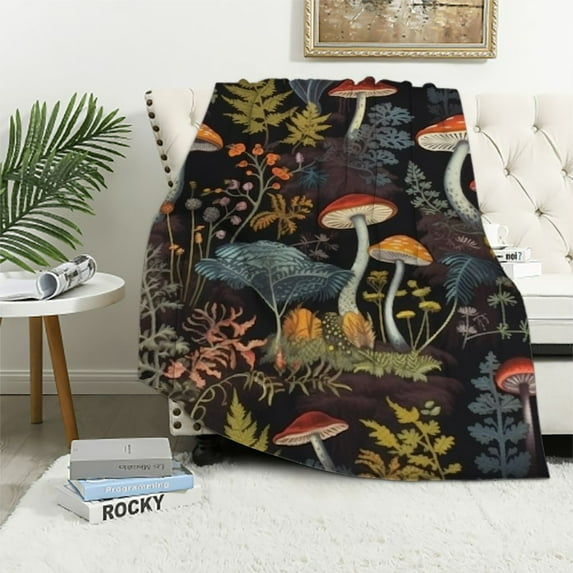 ONETECH Mushroom Gifts Blanket Bed Throw Blanket Soft Lightweight Cozy Warm Blankets for Kids Teens Men Women