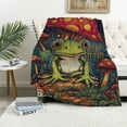 thumbnail image 1 of ONETECH  Mushroom Throw Blanket - Soft, Fuzzy &amp; Warm Flannel Blankets for Travel, Office - Vintage Mushrooms Frog Throws Gift for Kids, 1 of 6
