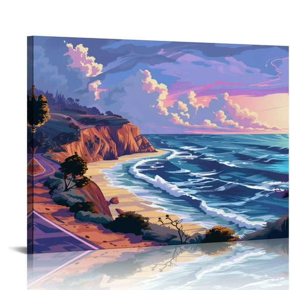 ONETECH Native America Wall Pictures for Living Room Public Golf Course of Pebble Beach Wall Art  Canvas Prints Artwork Giclee GolfingPainting Modern House Decor   20x16in