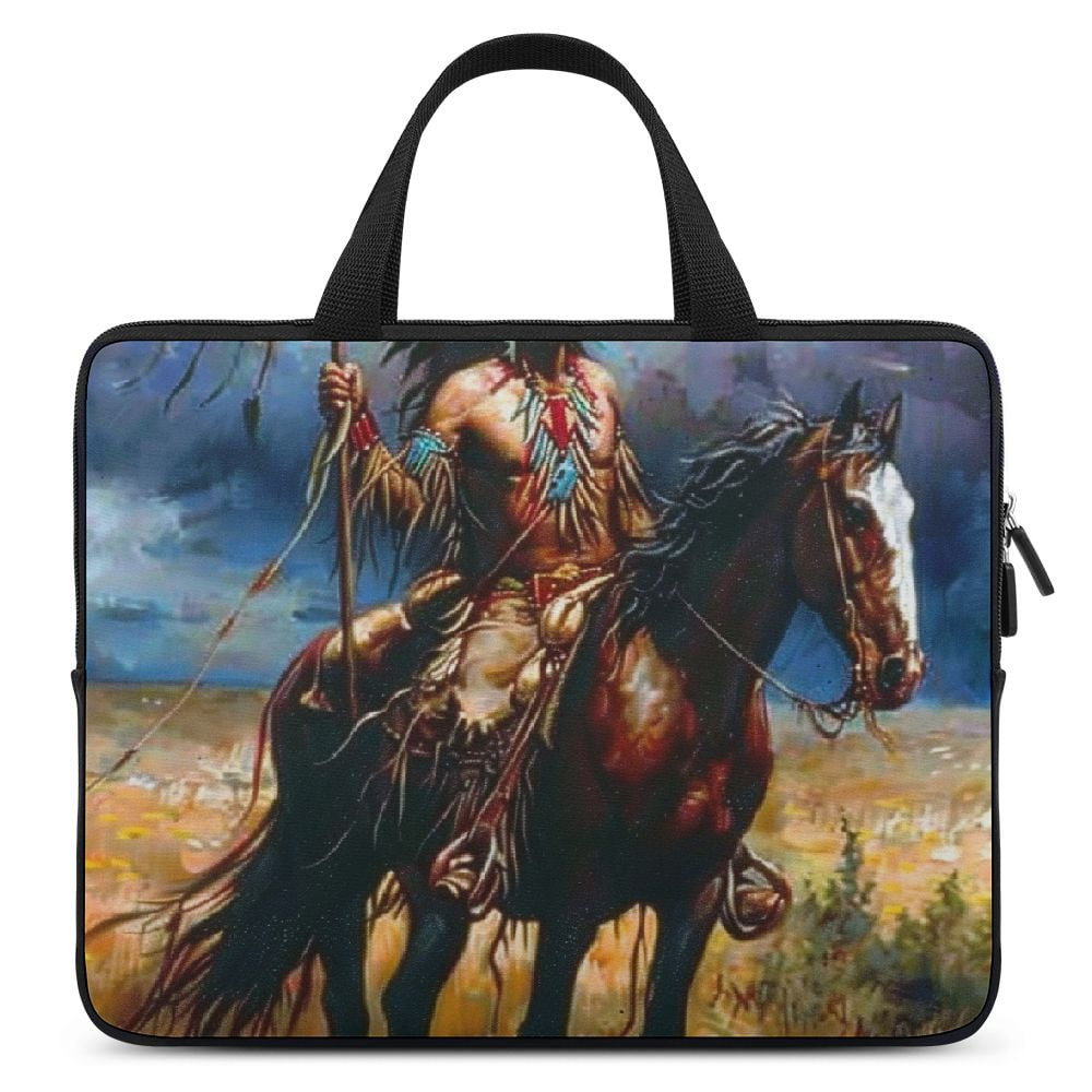 Native American Horse Laptop Handle Bag with Diving Fabric for