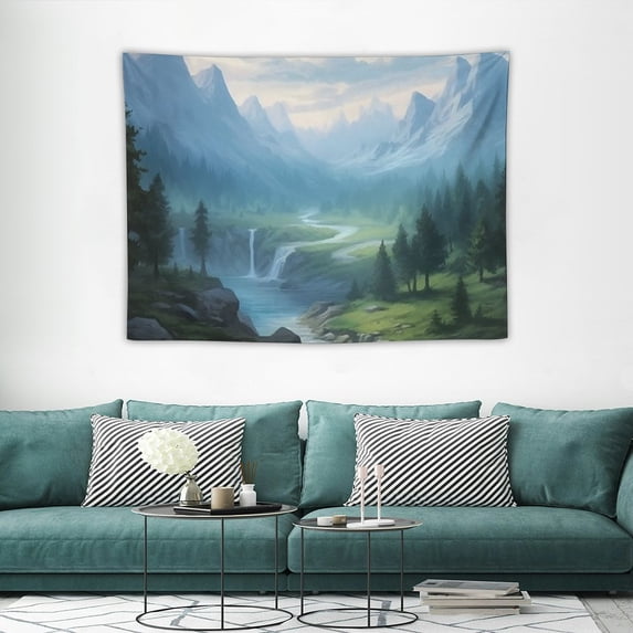 ONETECH Nature Mountain Tapestry,Green Forest Trees Nature Landscape Tapestry Wall Hanging for Dorm Living Room Bedroom Home Decor (40"x30"inch)