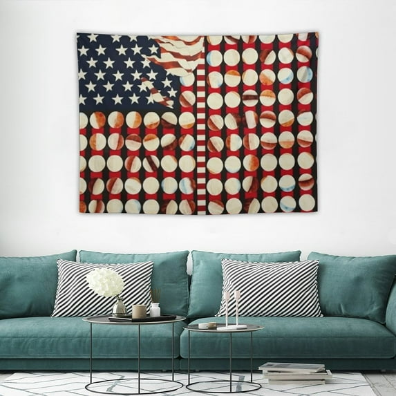 ONETECH Ocean American Flag Tapestries Conch Shell Starfish USA National Flag Tapestry Hawaii Beach Marine Life Wall Hangings Art for Boys Girls,Coastal Creature United States Flag Beach Decor