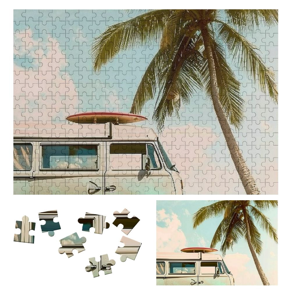 ONETECH Ocean Drive Vintage Car Hawaii Beach Wooden Jigsaw Puzzle ...