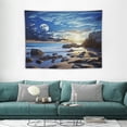 thumbnail image 1 of ONETECH  Ocean Tapestry, Full Moon Dark Clouds Rocky Coastline Scenic Seascape Morning View Picture,Wall Hanging Decor for Bedroom Living Room Dorm,Blue Orange Black, 1 of 7