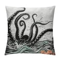 thumbnail image 1 of ONETECH  Octopus Decorative Throw Pillow Case, Mythological Kraken Octopus Tentacles Monster in The Sea Illustration Nautical, Couch Bedroom Living Room Cushion Cover, Grey Black, 1 of 5