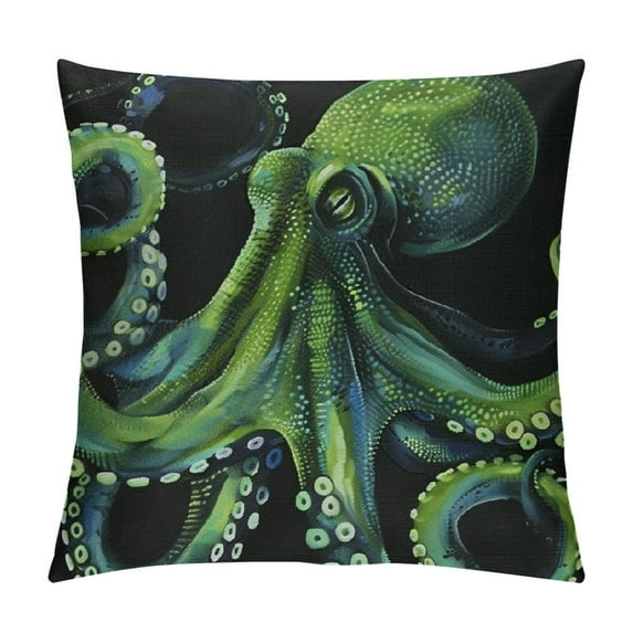 ONETECH Octopus Throw Pillow Covers Octopus Pillow Covers, Ocean Animal Decorative Pillow Covers for Home Bed Sofa Couch, Sealife Ocean Life Cushion Cases, Black Green