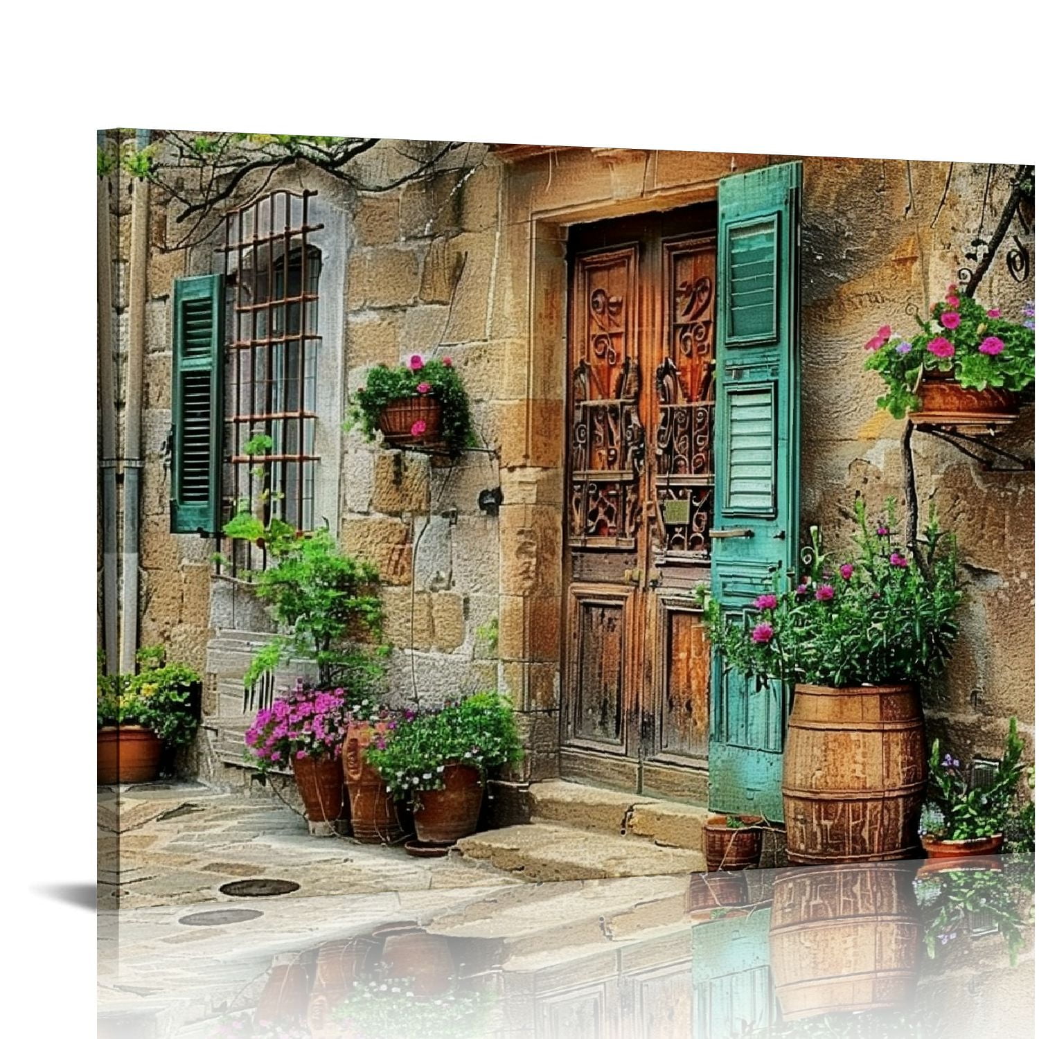 画家Silvio Di Volo イタリア　絵サイズ30x40額サイズ60x49 ONETECH Old Mediterranean Pictures Painting Vintage Charming