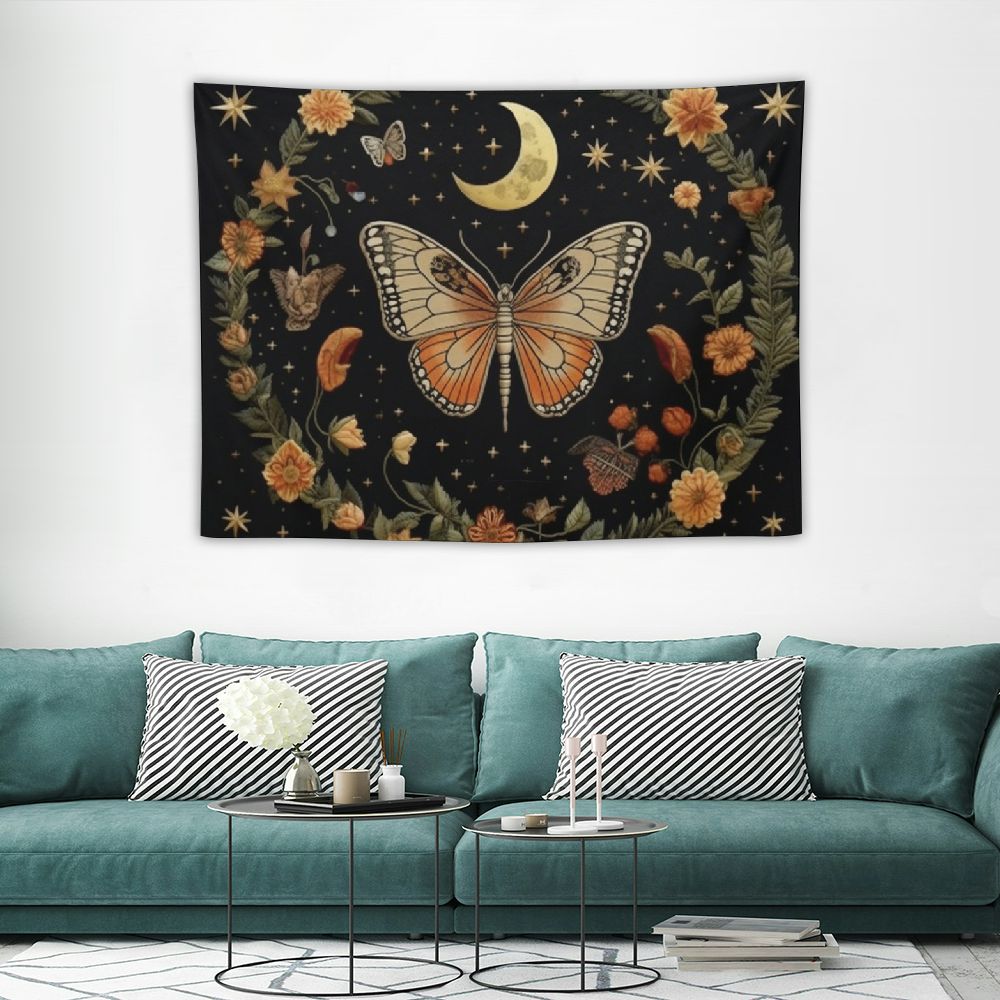 Orange butterfly tapestry main image 0