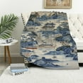 thumbnail image 1 of ONETECH  Pagodas Toile Chinese Style Flannel Blanket Soft Cozy Throw Blanket All-Season Use Blanket for Couch Sofa Bed Decor, 1 of 6