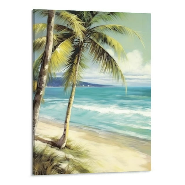 ONETECH Palm Trees Canvas Wall Art: Coastal Beach Picture Artwork ...