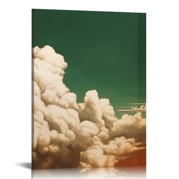 FUMJ Pastel Cloud Navy Blue Sky Canvas Art Wall Art Prints Nature Landscape Painting Minimalist Picture Artwork Home Decoration for Living Room