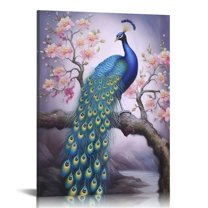 ONETECH Peacock Canvas Wall Art Peacock Picture Wall Decor Painting Prints Modern Artwork for Home Living Room Bedroom Bathroom 12x16 in