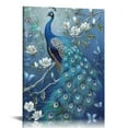 thumbnail image 1 of ONETECH Peacock Wall Art Blue Peacock Flower Butterfly Pictures Wall Decor Elegant Peacock Canvas Prints Framed Modern Artwork Home Office Decorations For Kitchen Bedroom Bathroom Living Room Framed, 1 of 5